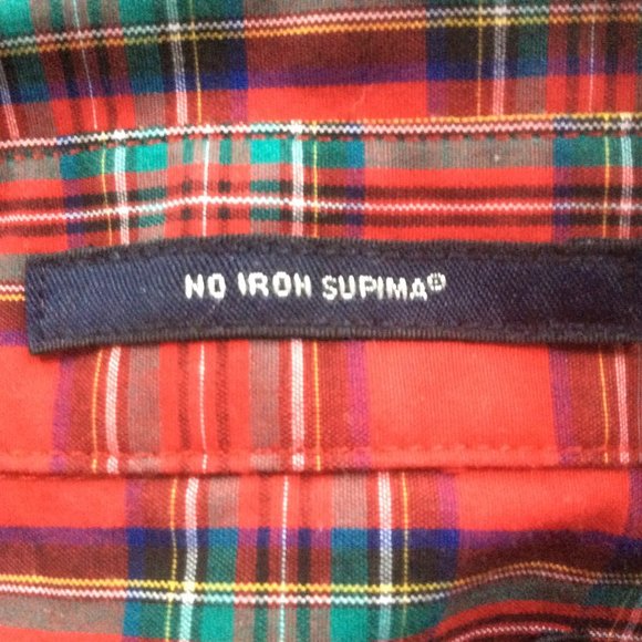 Lands' End Tartan Red Plaid Long Sleeve No Iron Supima Popover Blouse Size 6 - Picture 5 of 7